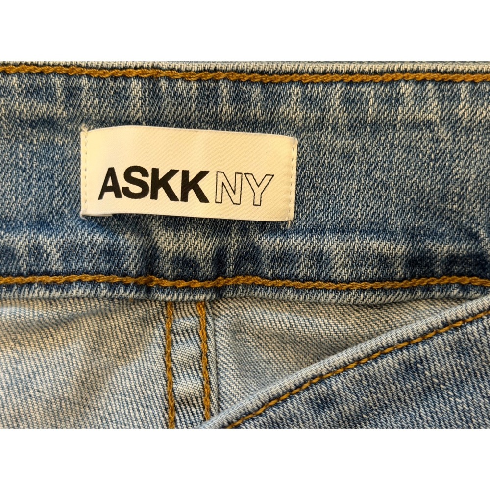 ASKK NY High Waisted Wide Leg Trouser Jeans Light Wash Blue Denim USA Size 30 - Picture 3 of 11